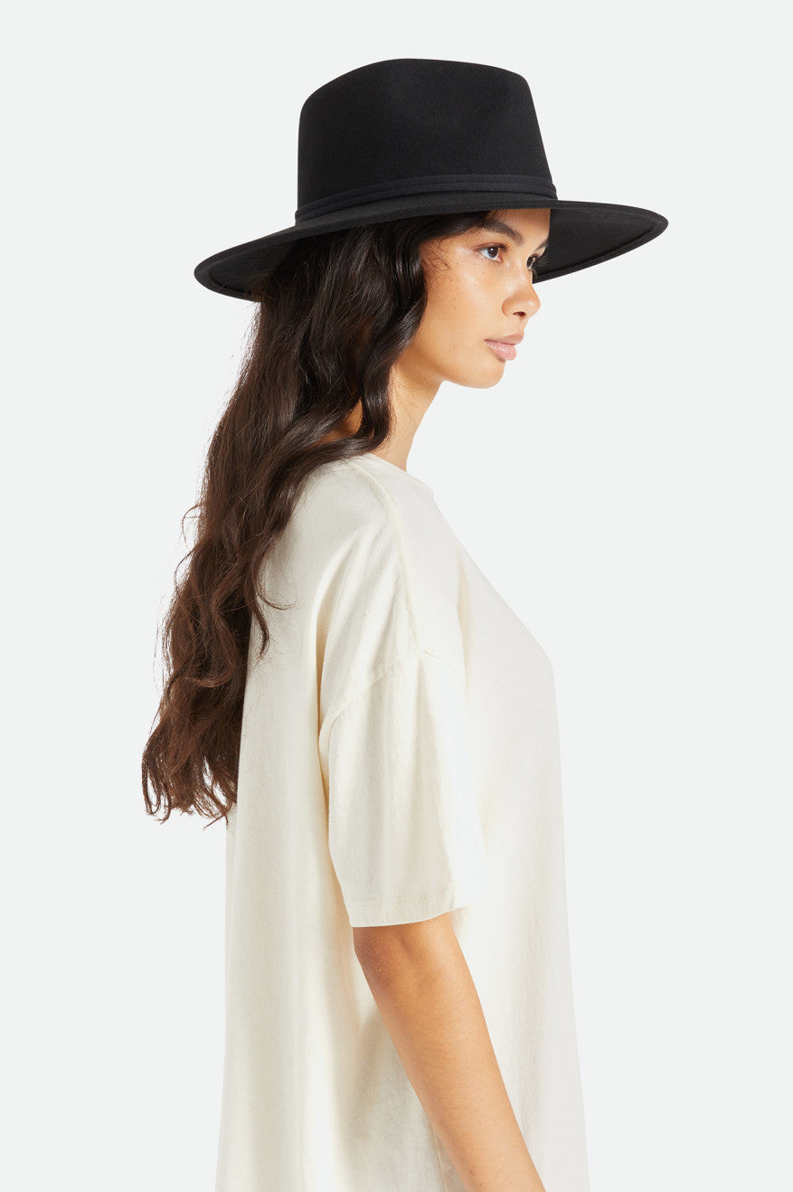 Black Brixton Joanna Felt Packable Hat Women's Hats | 286043RFW