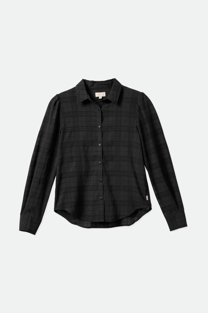 Black Brixton Leon L/S Woven Women's Tops | 546287QHX