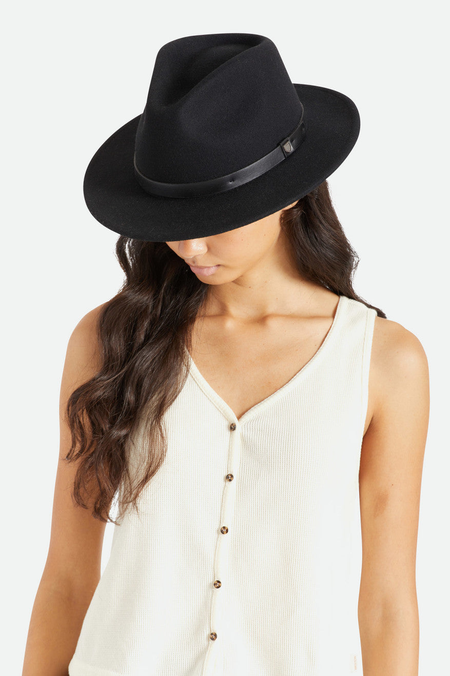 Black Brixton Messer Fedora Women's Fedoras | 745129ATZ