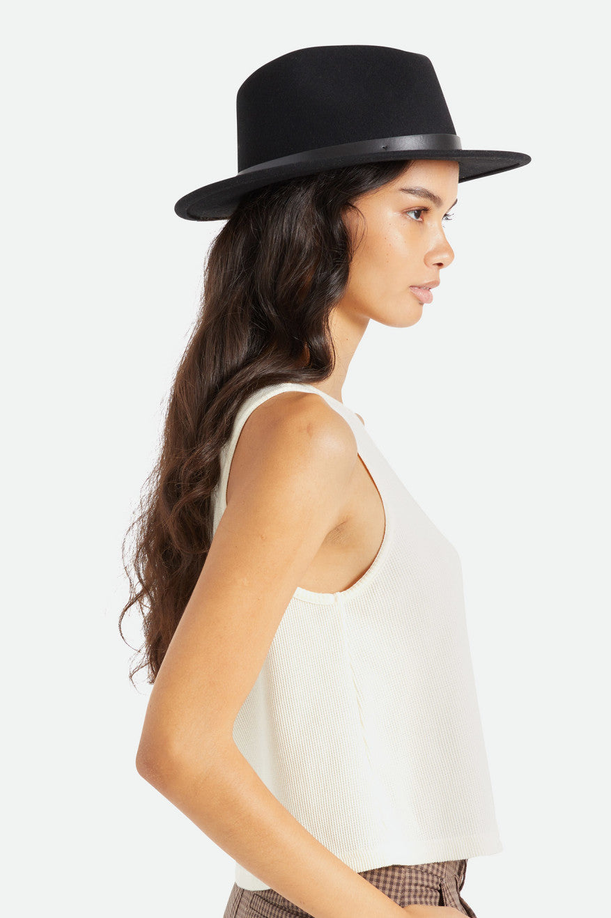 Black Brixton Messer Fedora Women's Fedoras | 745129ATZ