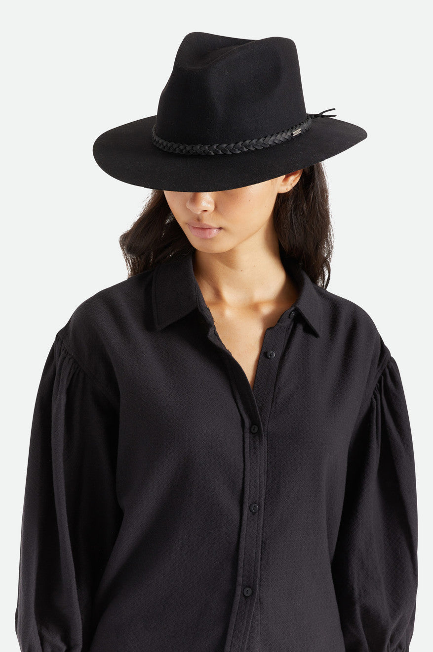 Black Brixton Messer Western Fedora Women's Fedoras | 402937UKB