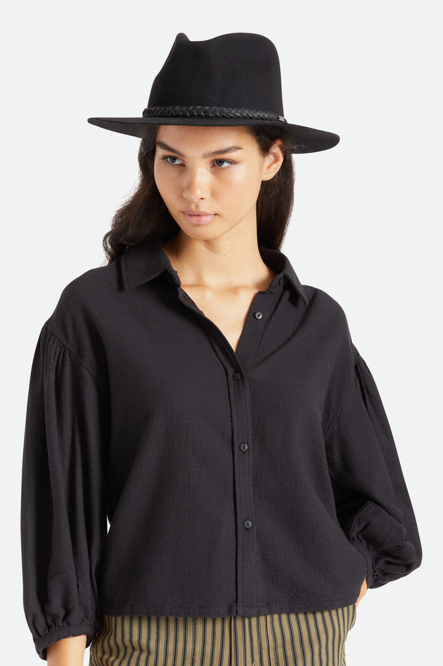 Black Brixton Messer Western Fedora Women's Fedoras | 402937UKB