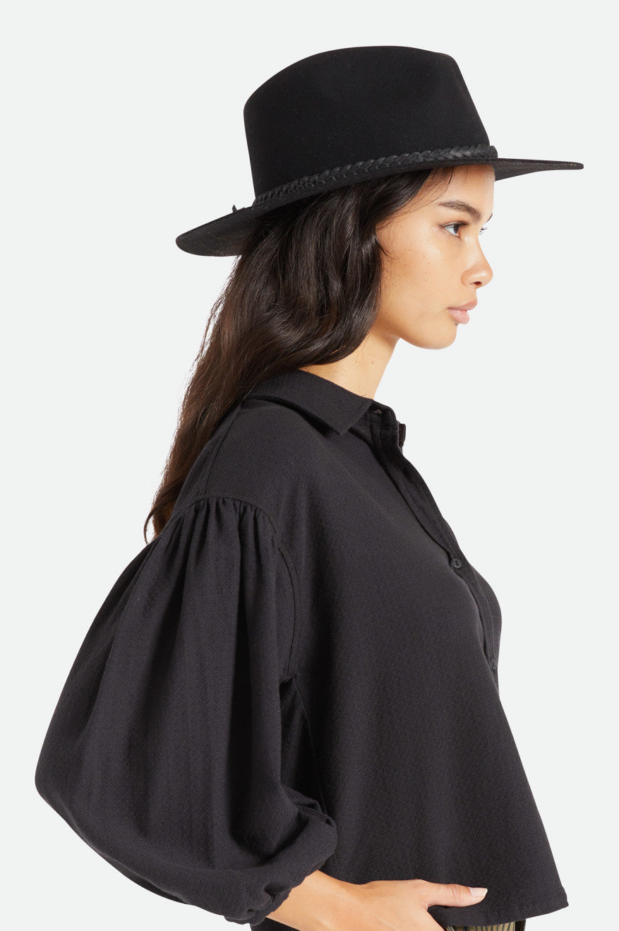 Black Brixton Messer Western Fedora Women's Fedoras | 402937UKB