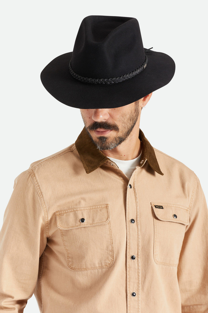 Black Brixton Messer Western Men's Fedoras | 106734FMQ