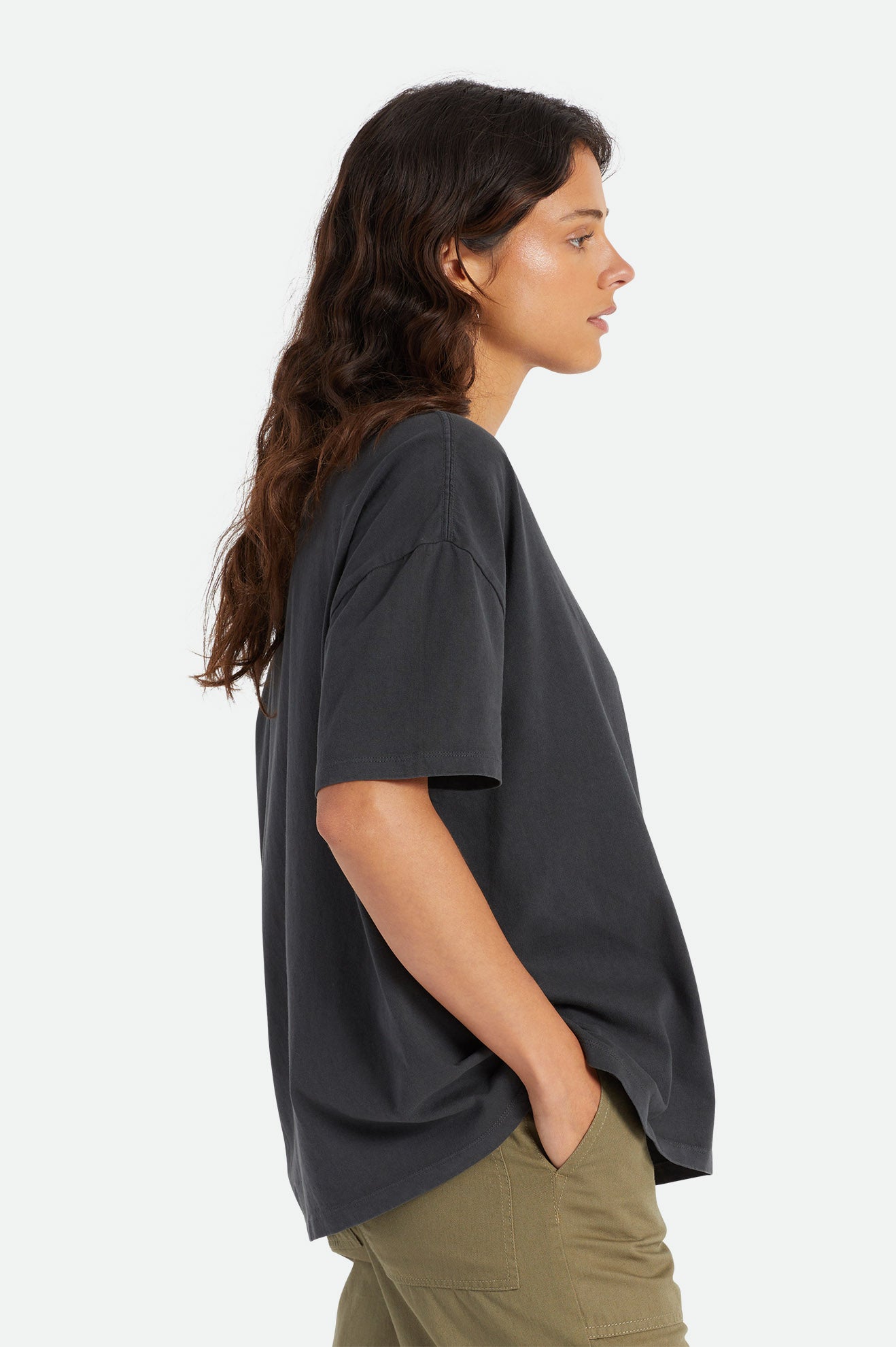 Black Brixton Oversized Boyfriend Women's Tops | 261450RCT