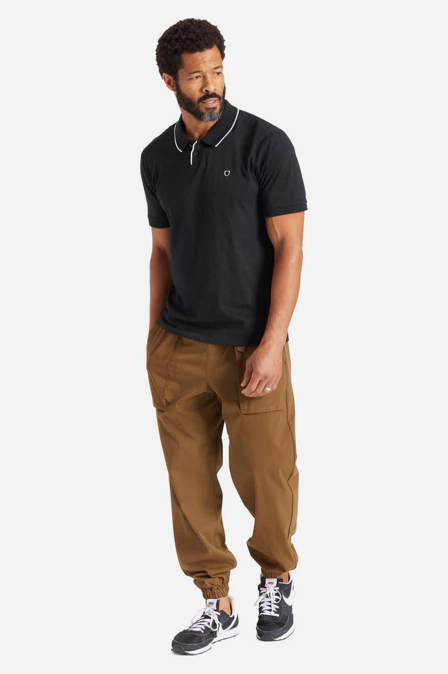 Black Brixton Proper S/S Polo Men's Knitwear | 349752CYZ