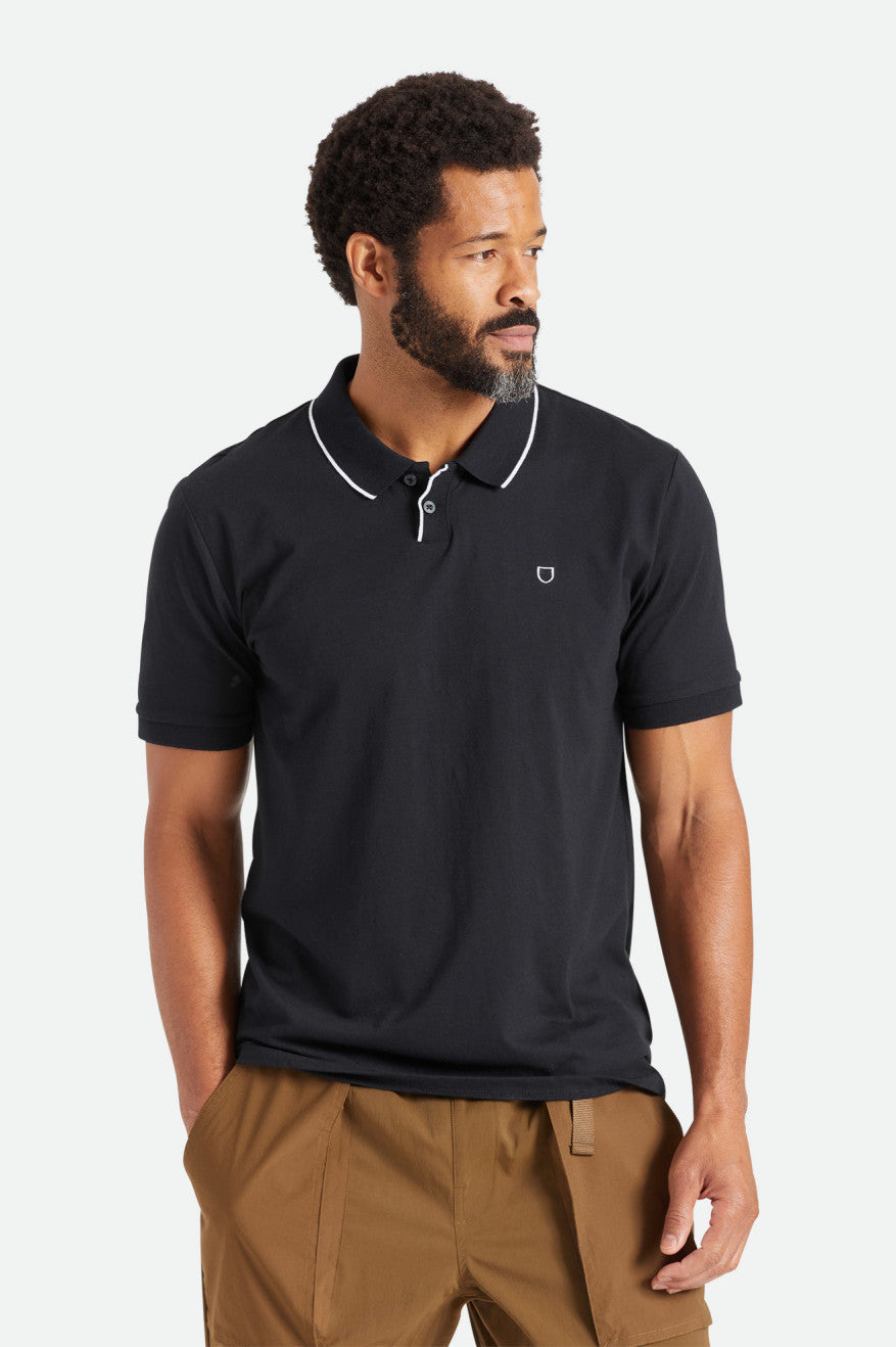 Black Brixton Proper S/S Polo Men\'s Knitwear | 349752CYZ