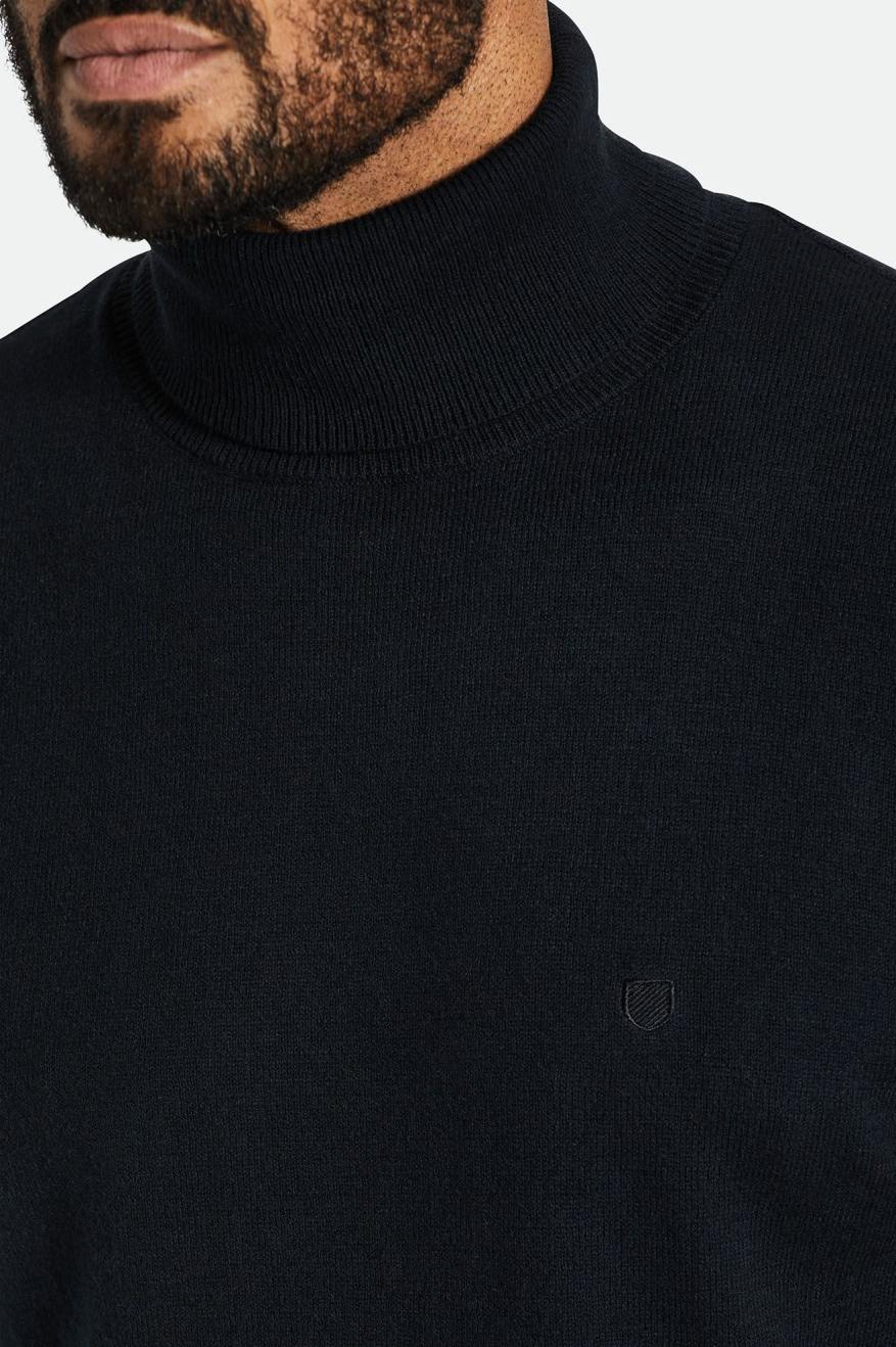 Black Brixton Reserve Cashmere L/S Turtleneck Men's Knitwear | 389102RIU