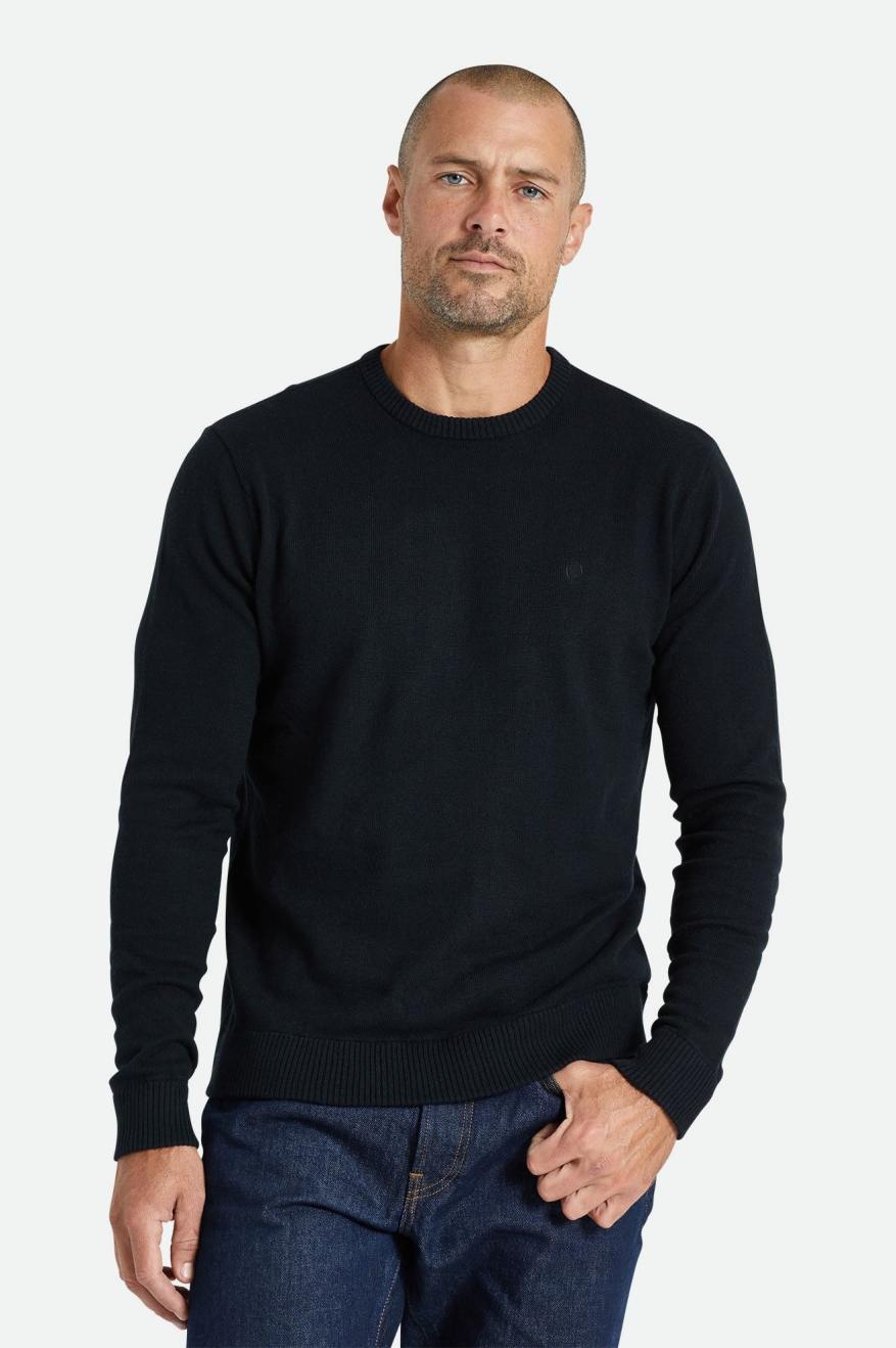 Black Brixton Reserve Cashmere Sweater Men\'s Knitwear | 174683EOY