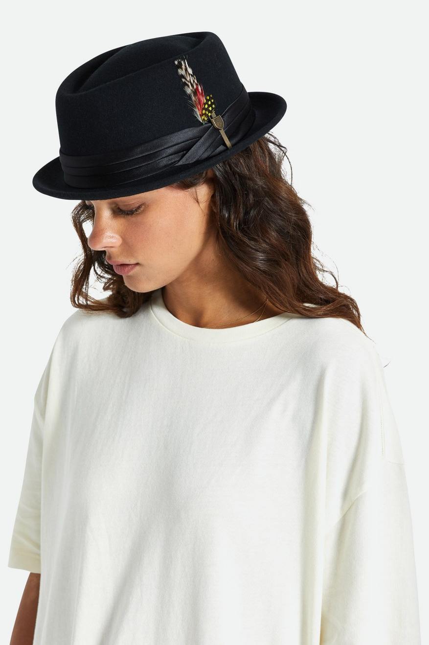 Black Brixton Stout Pork Pie Women's Hats | 724061BTY