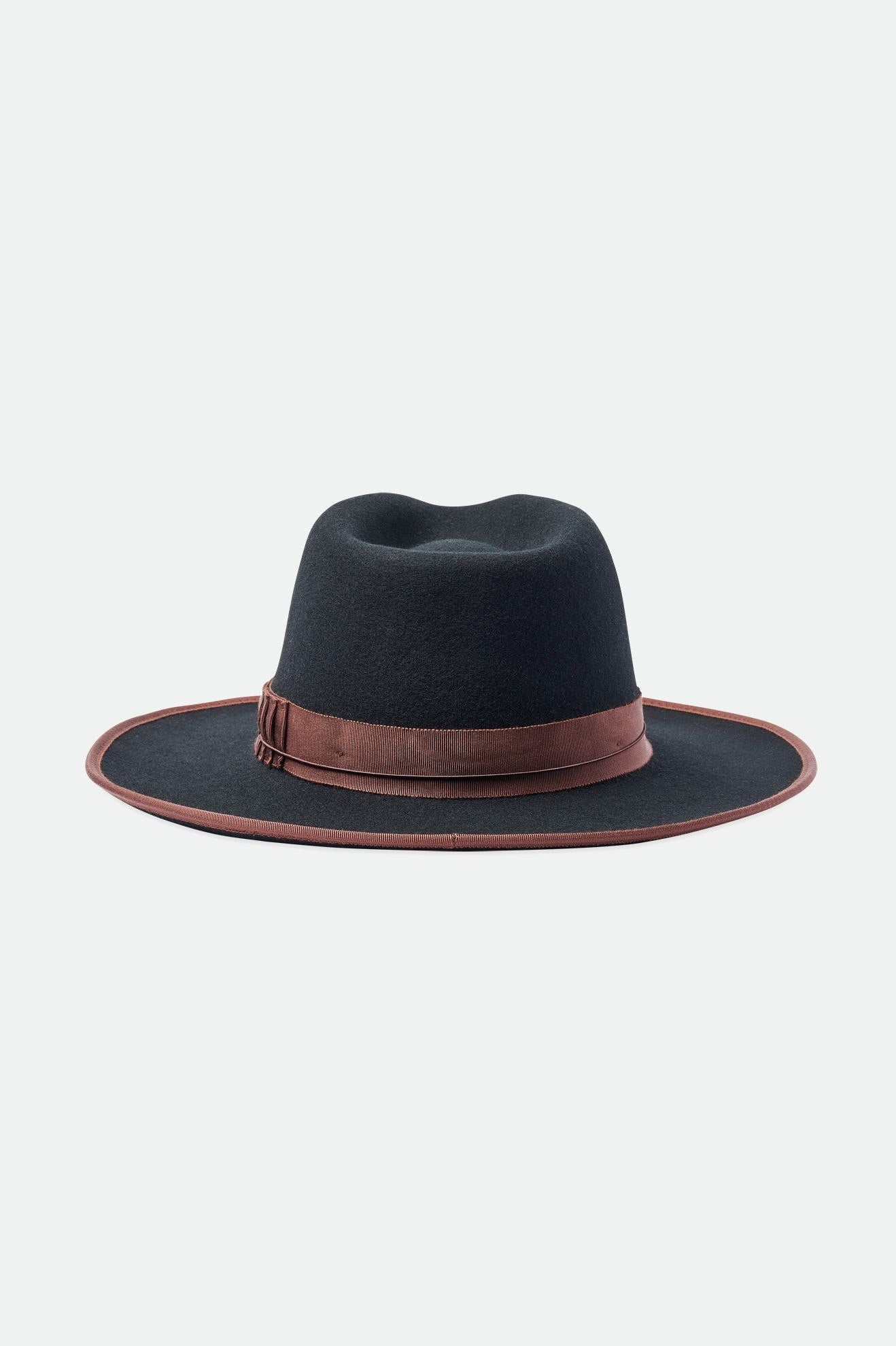 Black / Brown Brixton Reno Fedora Women's Fedoras | 840237HAC