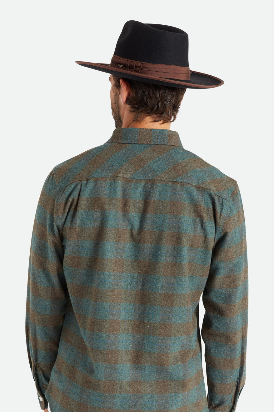 Black / Brown Brixton Reno Men's Fedoras | 708416SNG