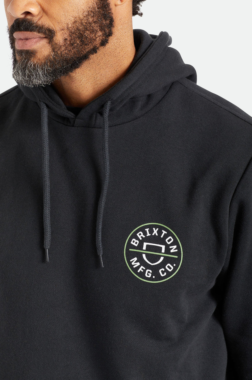 Black / Green / White Brixton Crest Men's Hoodie | 261754UWE