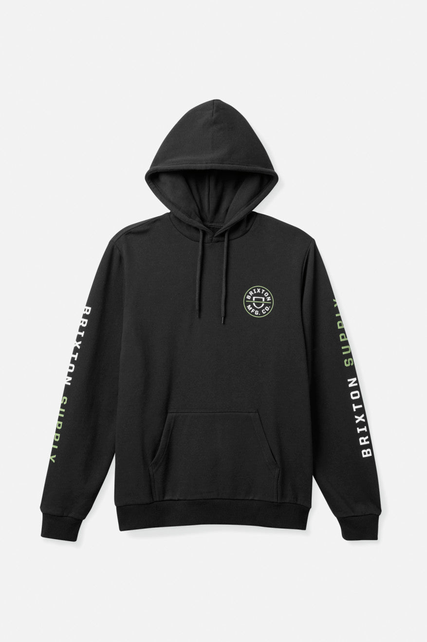 Black / Green / White Brixton Crest Men's Hoodie | 261754UWE