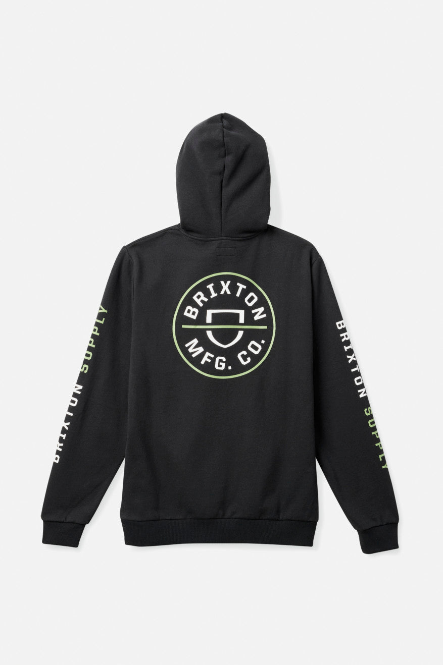 Black / Green / White Brixton Crest Men's Hoodie | 261754UWE