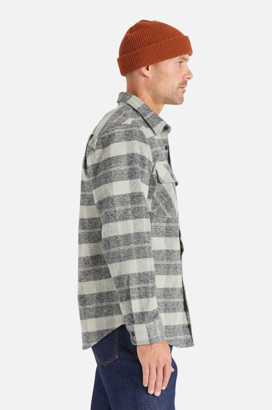 Black / Grey Brixton Bowery Heavy Weight L/S Men's Flannels | 820349FYG