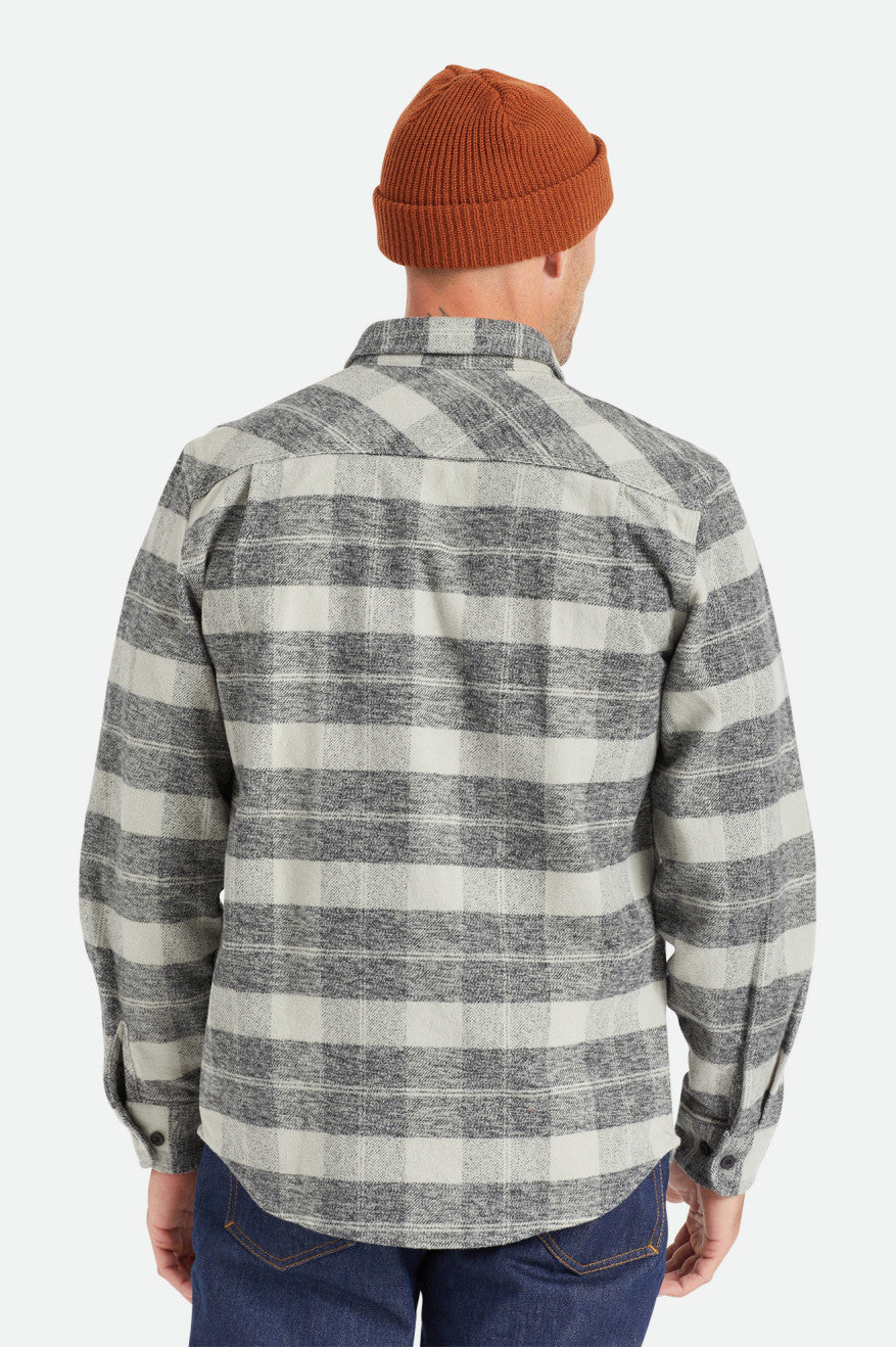 Black / Grey Brixton Bowery Heavy Weight L/S Men's Flannels | 820349FYG