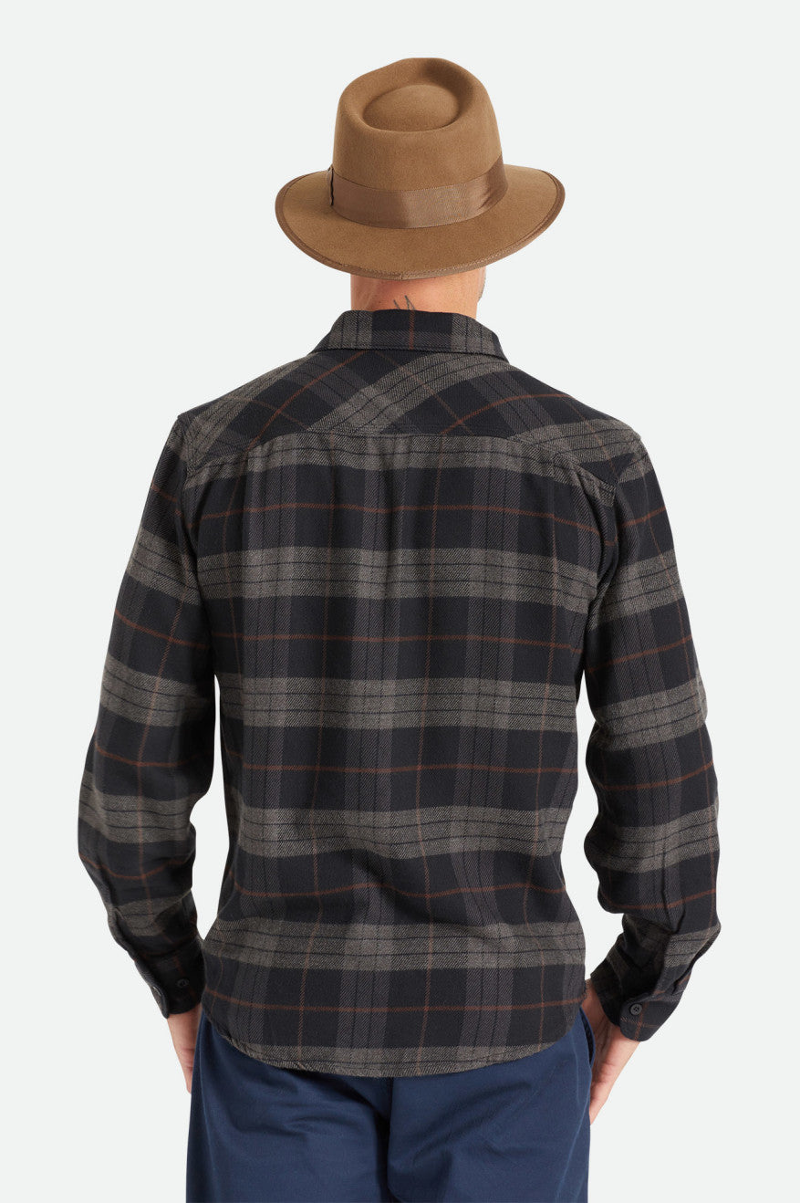 Black / Grey Brixton Bowery L/S Men's Flannels | 680421NLW