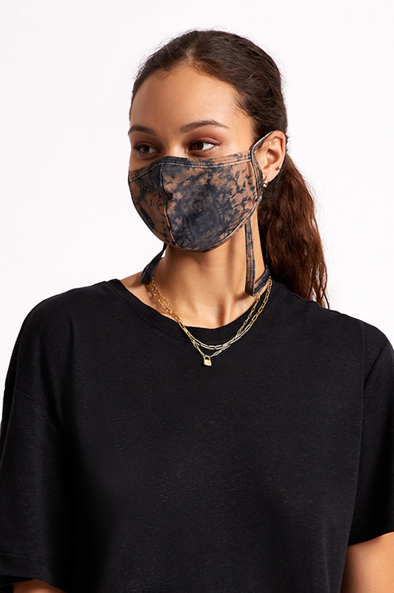 Black Orange Wash Brixton Everything Unisex Face Masks | 583076SHF