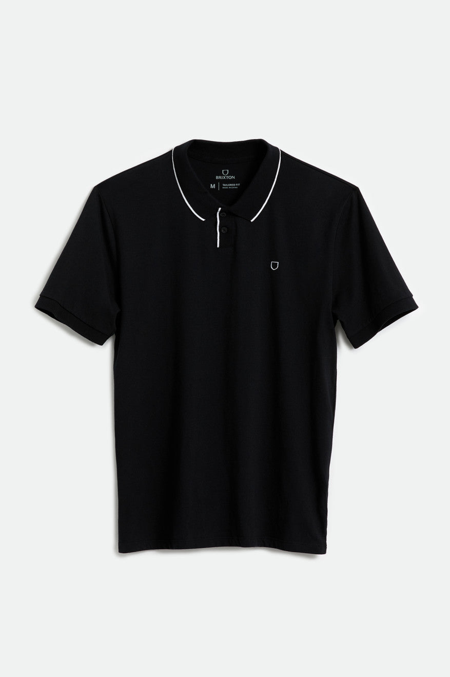 Black / White Brixton Proper S/S Polo Men's Knitwear | 054692OZW