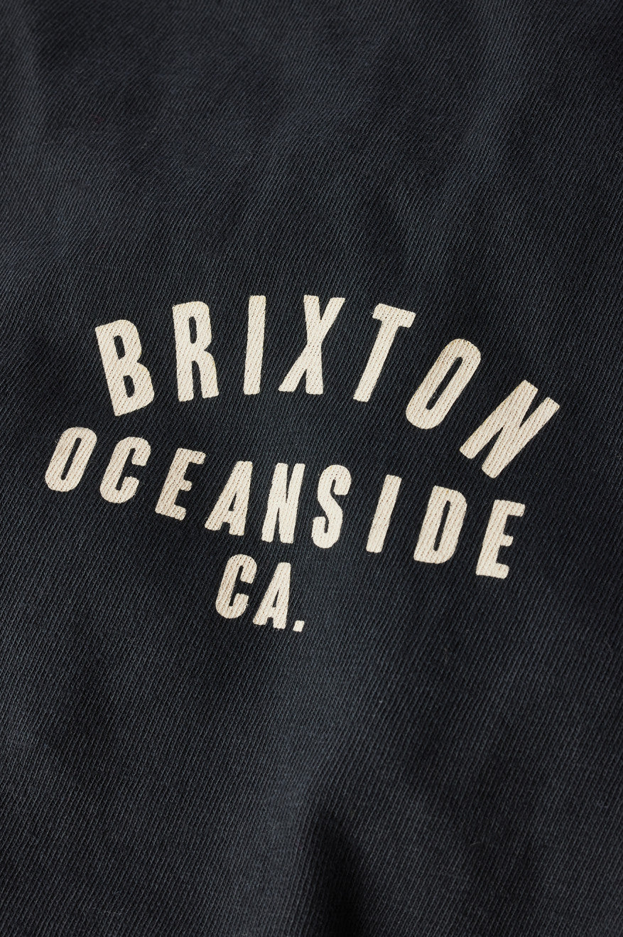 Black / White Brixton Woodburn Oceanside S/S Standard Men's Tops | 207149FEA