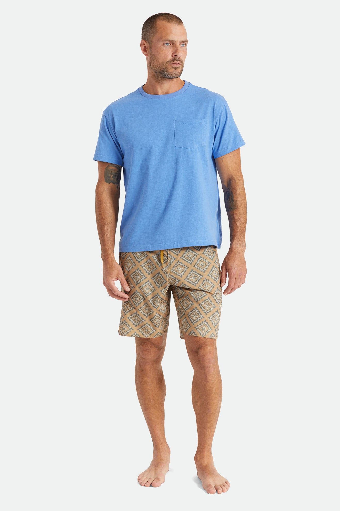 Blue Brixton Basic S/S Pocket Men's Tops | 427108JUA