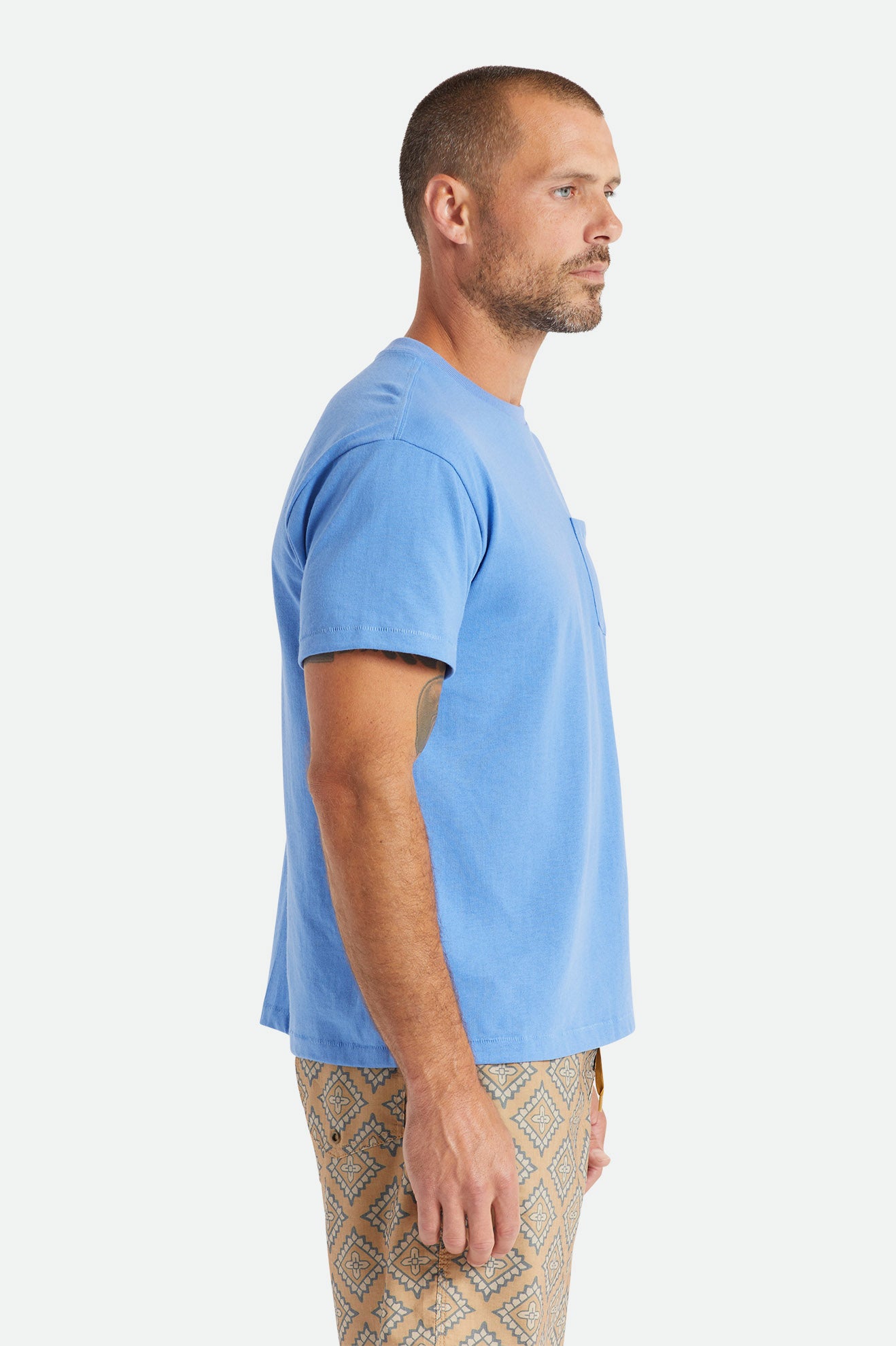 Blue Brixton Basic S/S Pocket Men's Tops | 427108JUA