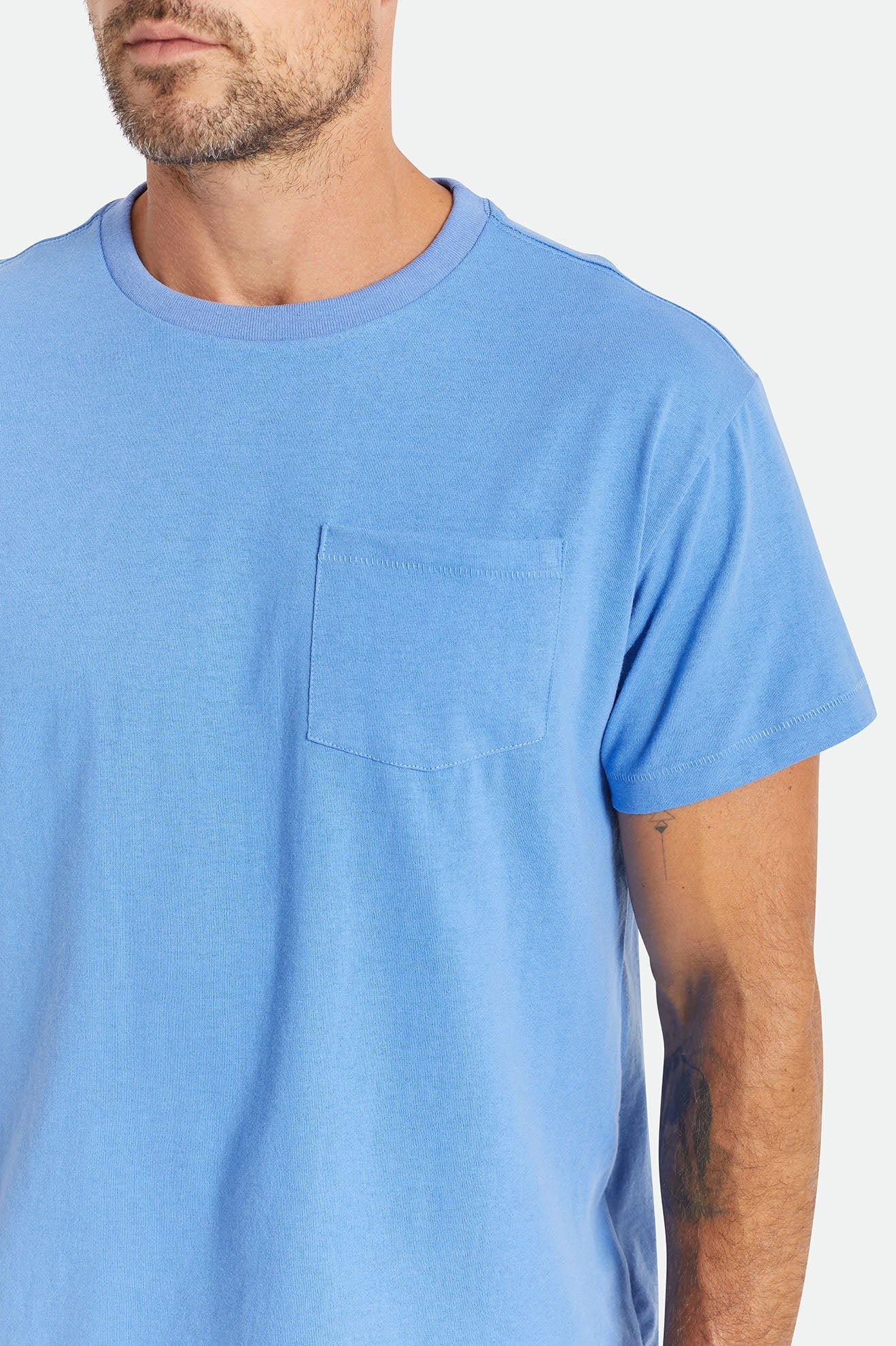 Blue Brixton Basic S/S Pocket Men's Tops | 427108JUA