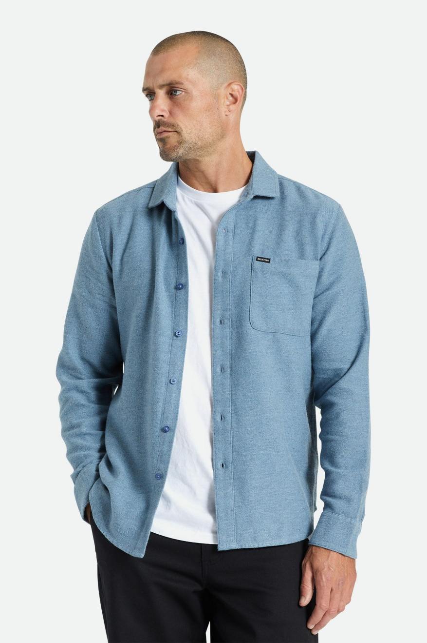 Blue Brixton Bixby Reserve L/S Men\'s Flannels | 895163WKQ