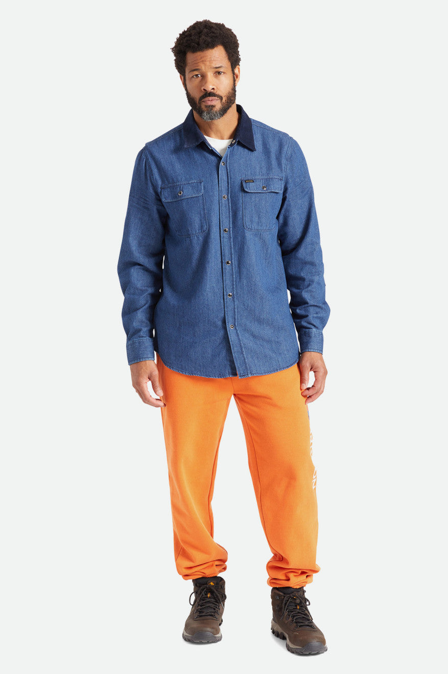 Blue Brixton Bowery Reserve L/S Woven Men's Wovens | 490526MZD