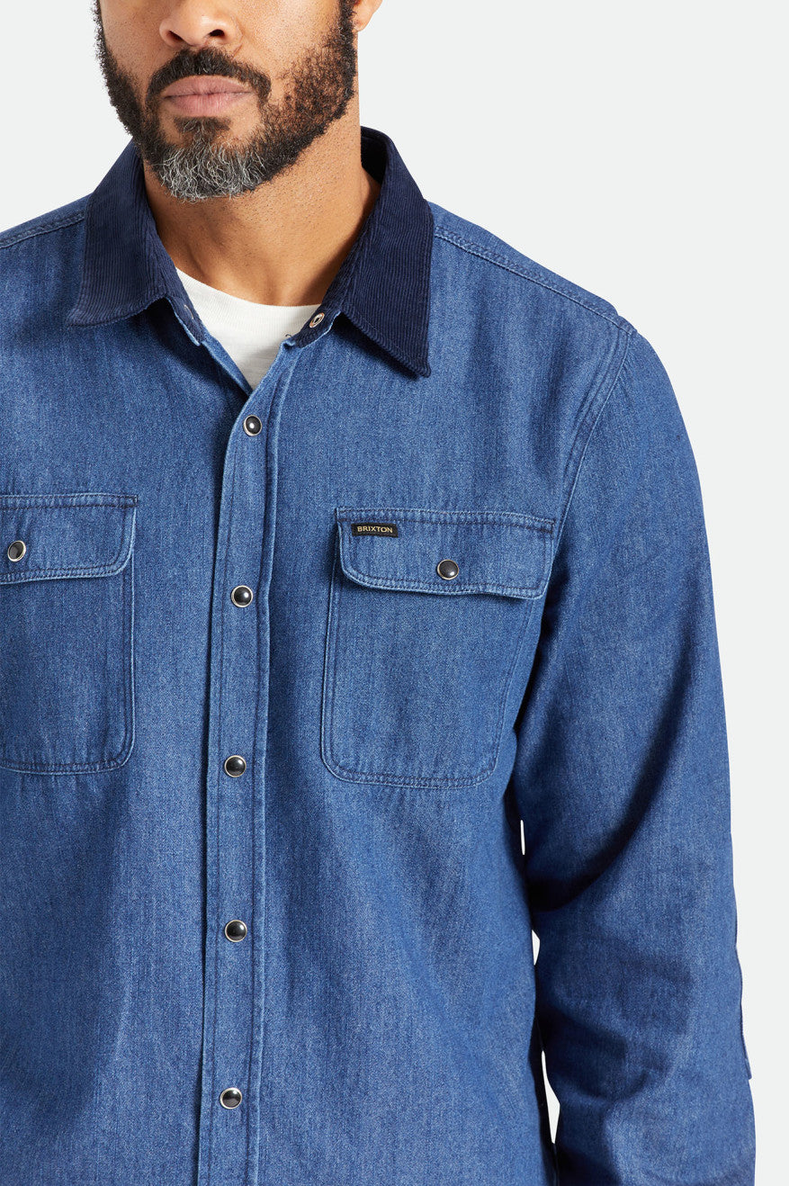 Blue Brixton Bowery Reserve L/S Woven Men's Wovens | 490526MZD