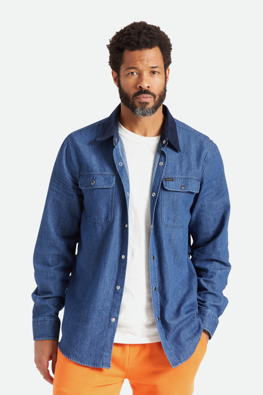 Blue Brixton Bowery Reserve L/S Woven Men's Wovens | 490526MZD