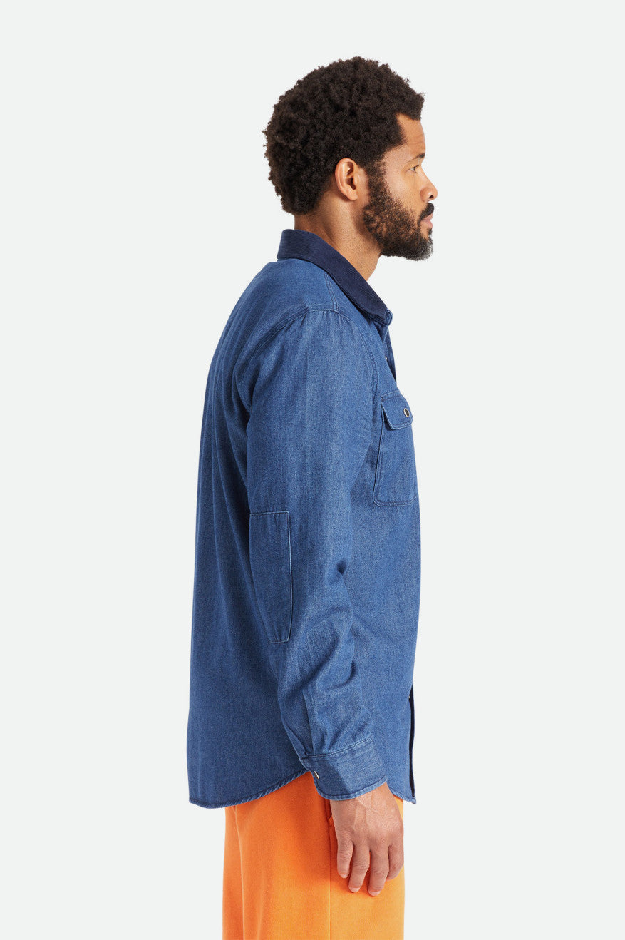 Blue Brixton Bowery Reserve L/S Woven Men's Wovens | 490526MZD