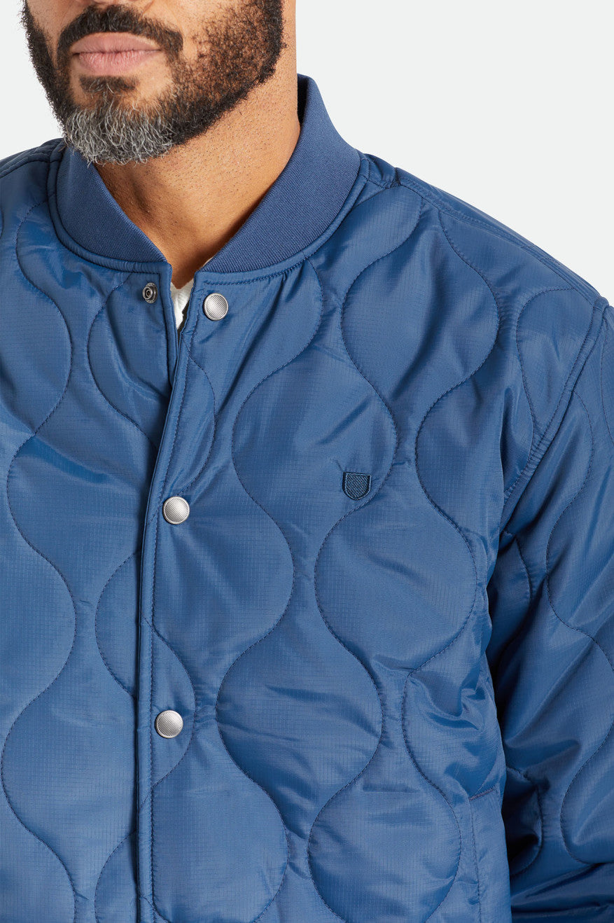 Blue Brixton Dillinger Quilted Bomber Men's Jackets | 238074NUM