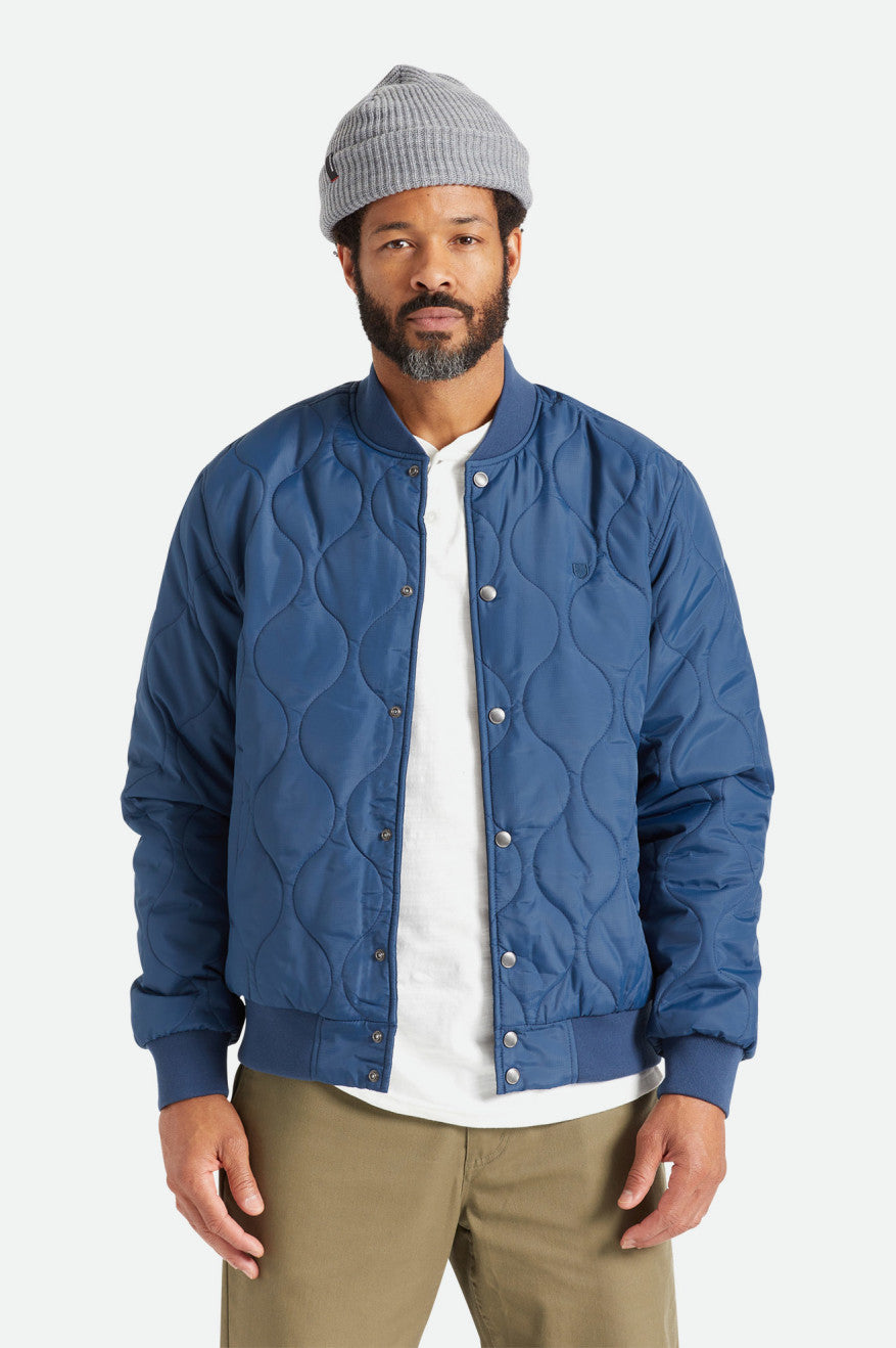 Blue Brixton Dillinger Quilted Bomber Men's Jackets | 238074NUM