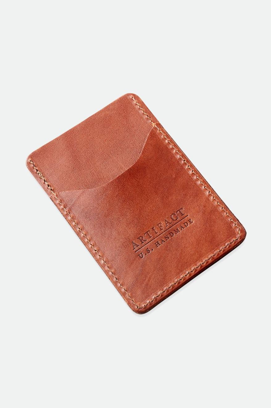 Brown Brixton Artifact Leather Card Holder Wallet Unisex Accessories | 905382VRX