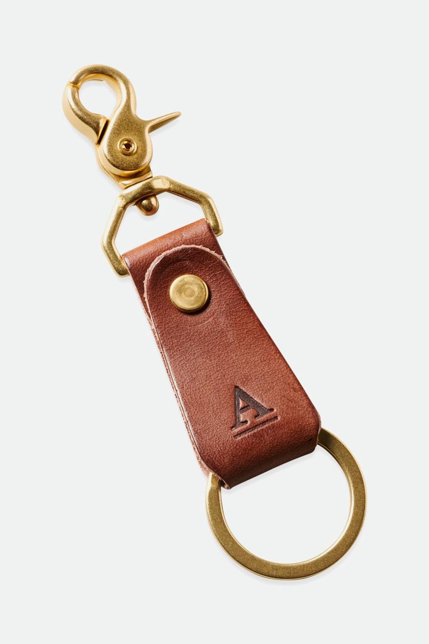 Brown Brixton Artifact Leather Key Clip Unisex Accessories | 673845FVZ