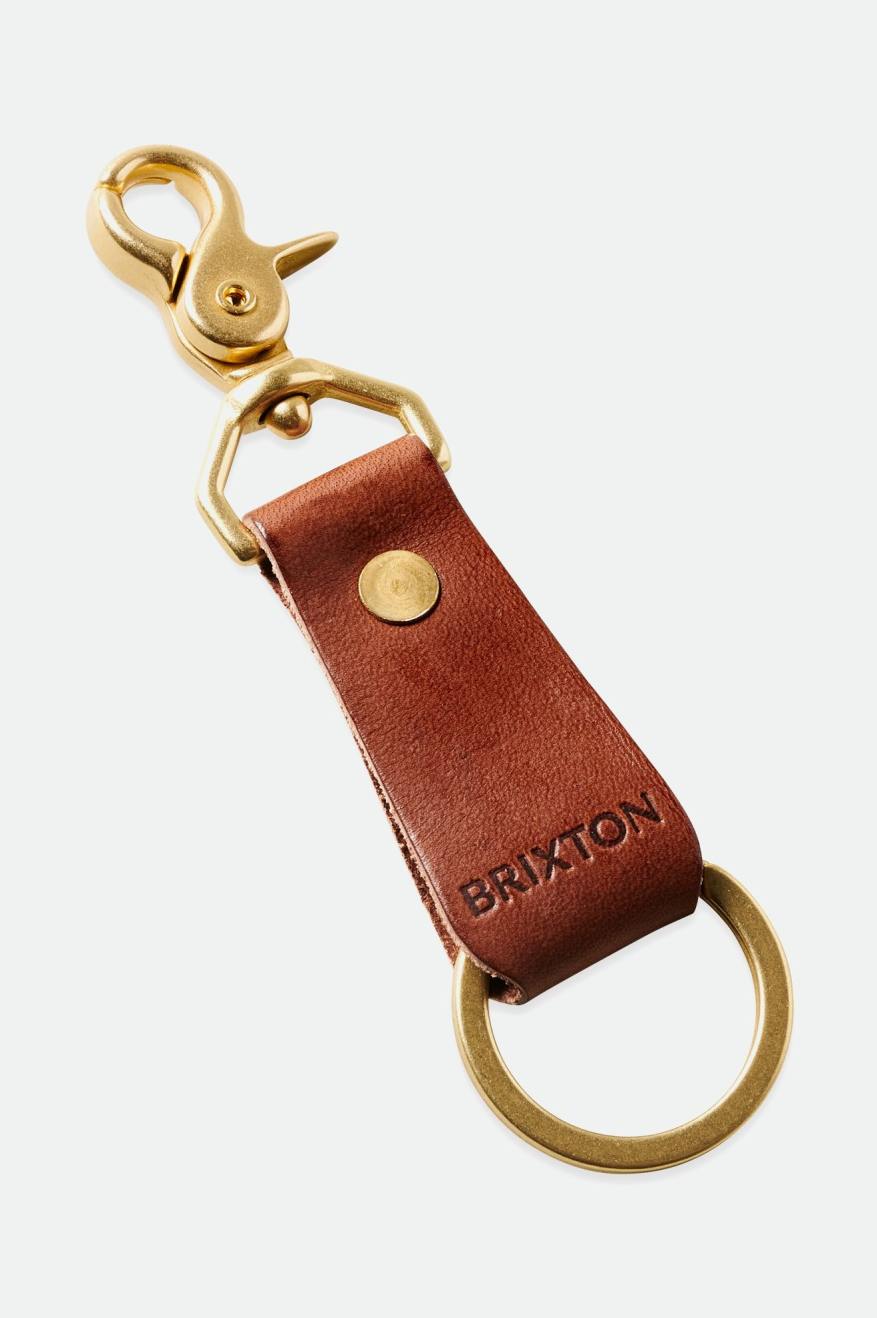 Brown Brixton Artifact Leather Key Clip Unisex Accessories | 673845FVZ