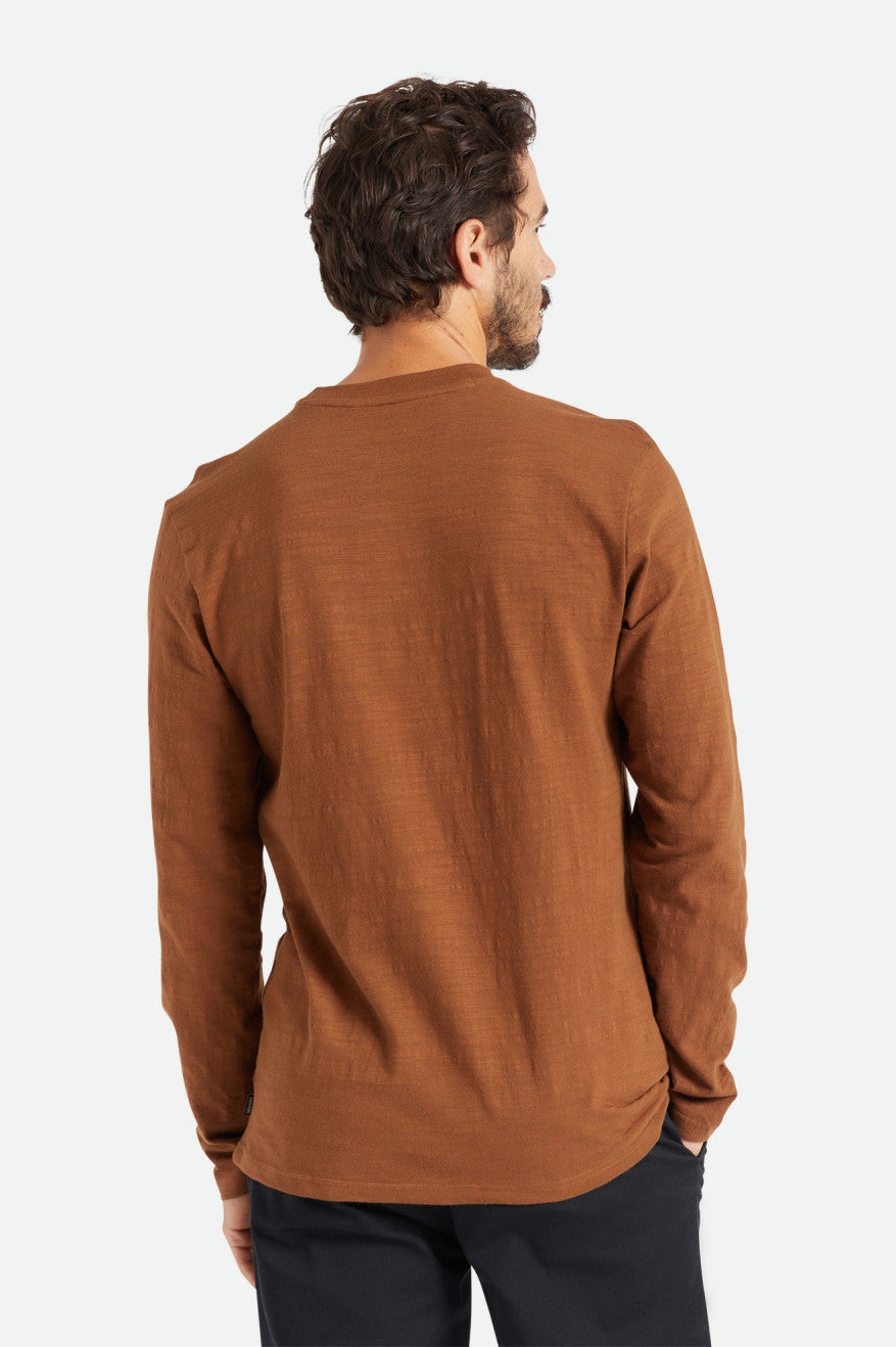 Brown Brixton Basic Slub L/S Pocket Men's Knitwear | 248639EXS