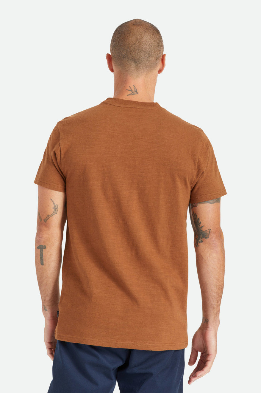 Brown Brixton Basic Slub S/S Henley Men's Knitwear | 839205WGF