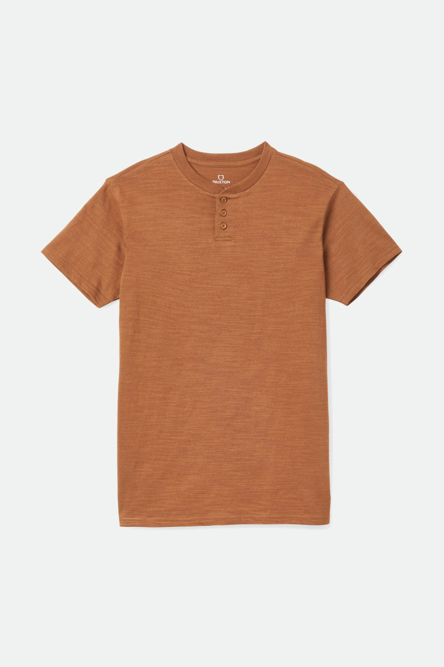 Brown Brixton Basic Slub S/S Henley Men's Knitwear | 839205WGF