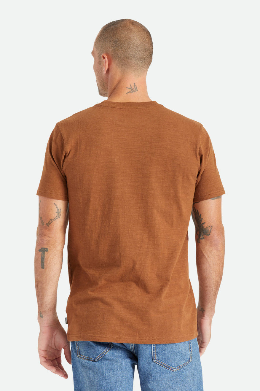 Brown Brixton Basic Slub S/S Pocket Men's Tops | 326085WOJ