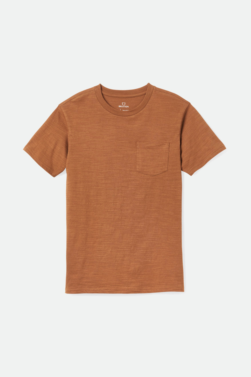 Brown Brixton Basic Slub S/S Pocket Men's Tops | 326085WOJ