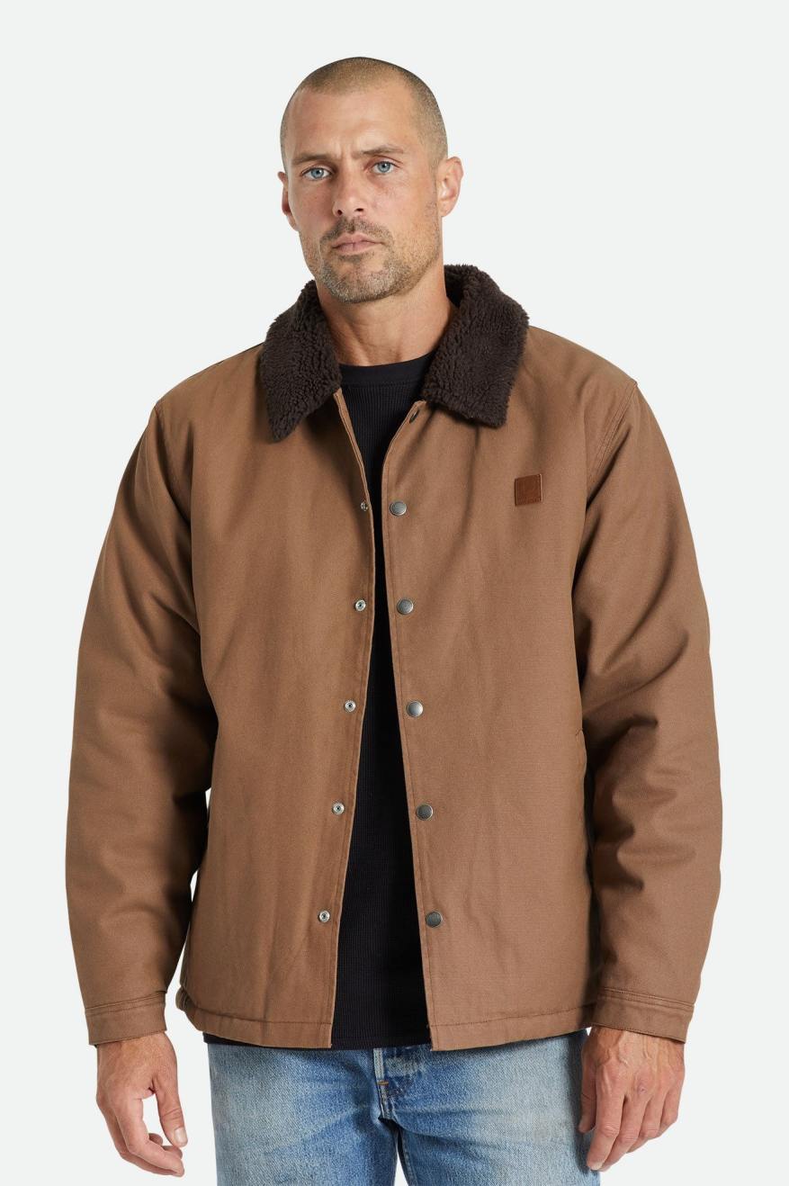 Brown Brixton Beta Sherpa Lined Coaches Men\'s Jackets | 423501EVH