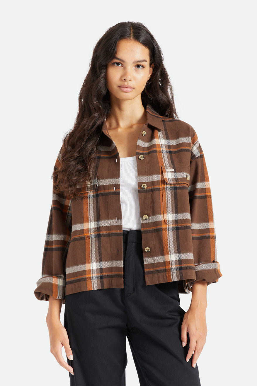 Brown Brixton Bowery L/S Women's Tops | 342809IQW