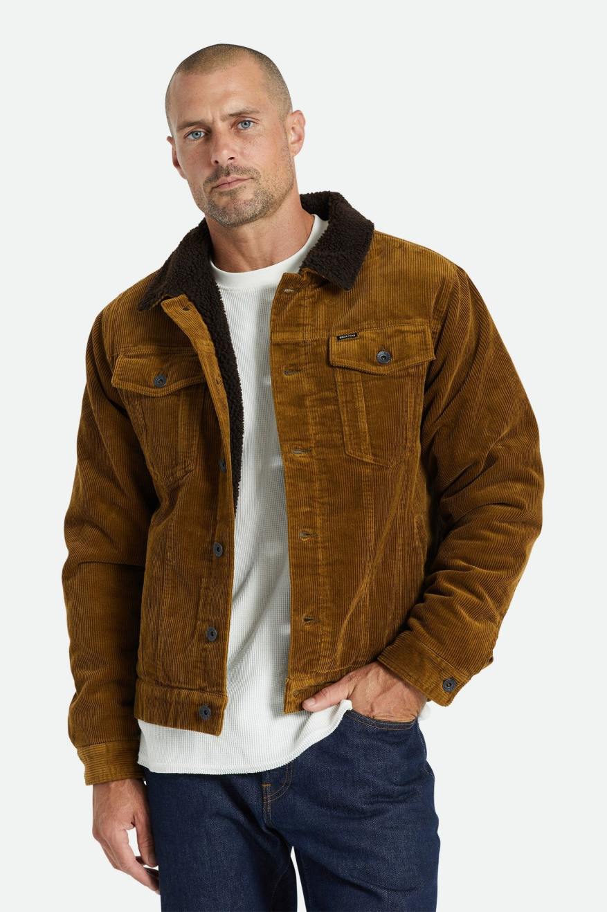 Brown Brixton Cable Sherpa Lined Trucker Men\'s Jackets | 521768QZK