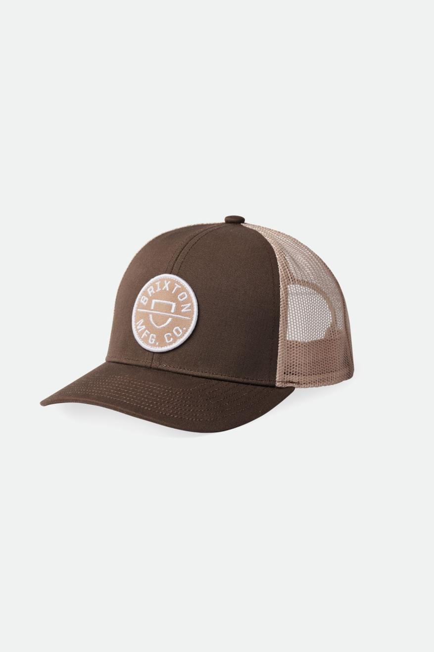 Brown Brixton Crest NetPlus MP Mesh Cap Men\'s Caps | 895603ACT