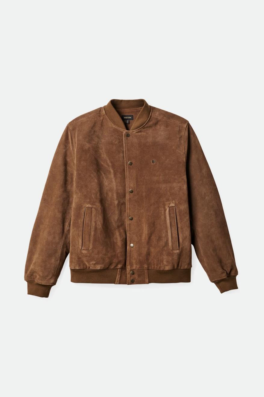 Brown Brixton Dillinger Reserve Suede Bomber Men's Jackets | 907138IVX