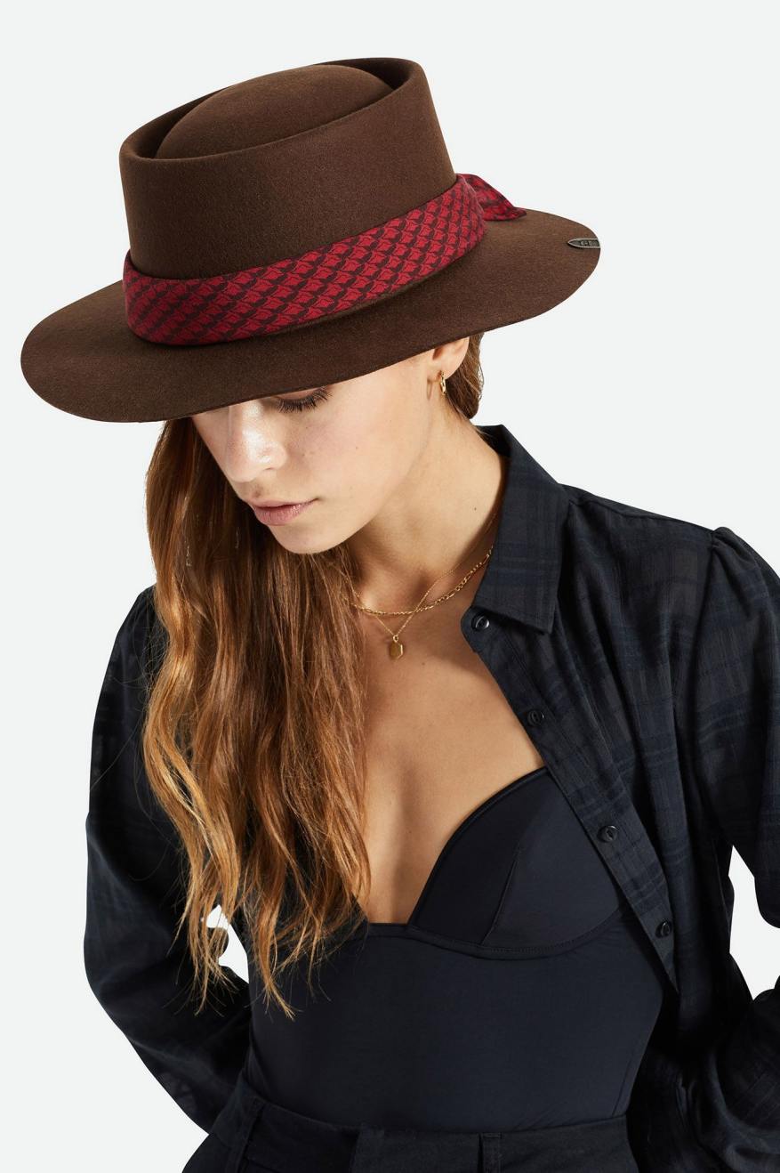 Brown Brixton Fender Jaguar Contour Fedora Women's Fedoras | 736415ISD