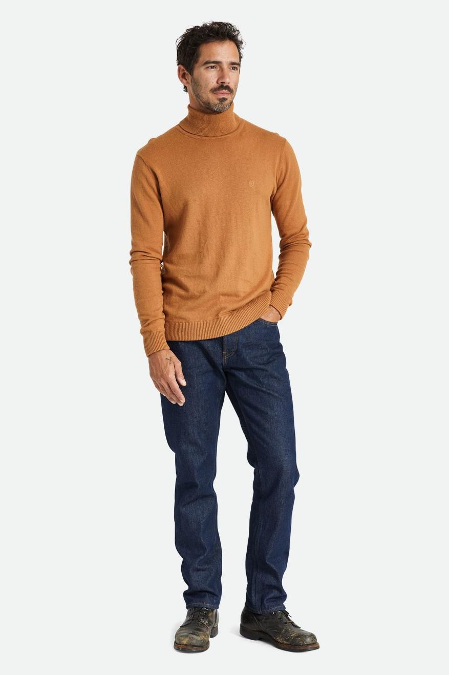 Brown Brixton Reserve Cashmere L/S Turtleneck Men's Knitwear | 207951YHU